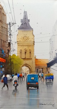 Zahid Ashraf, 12 x 24 inch, Acrylic on Canvas, Cityscape Painting, AC-ZHA-064